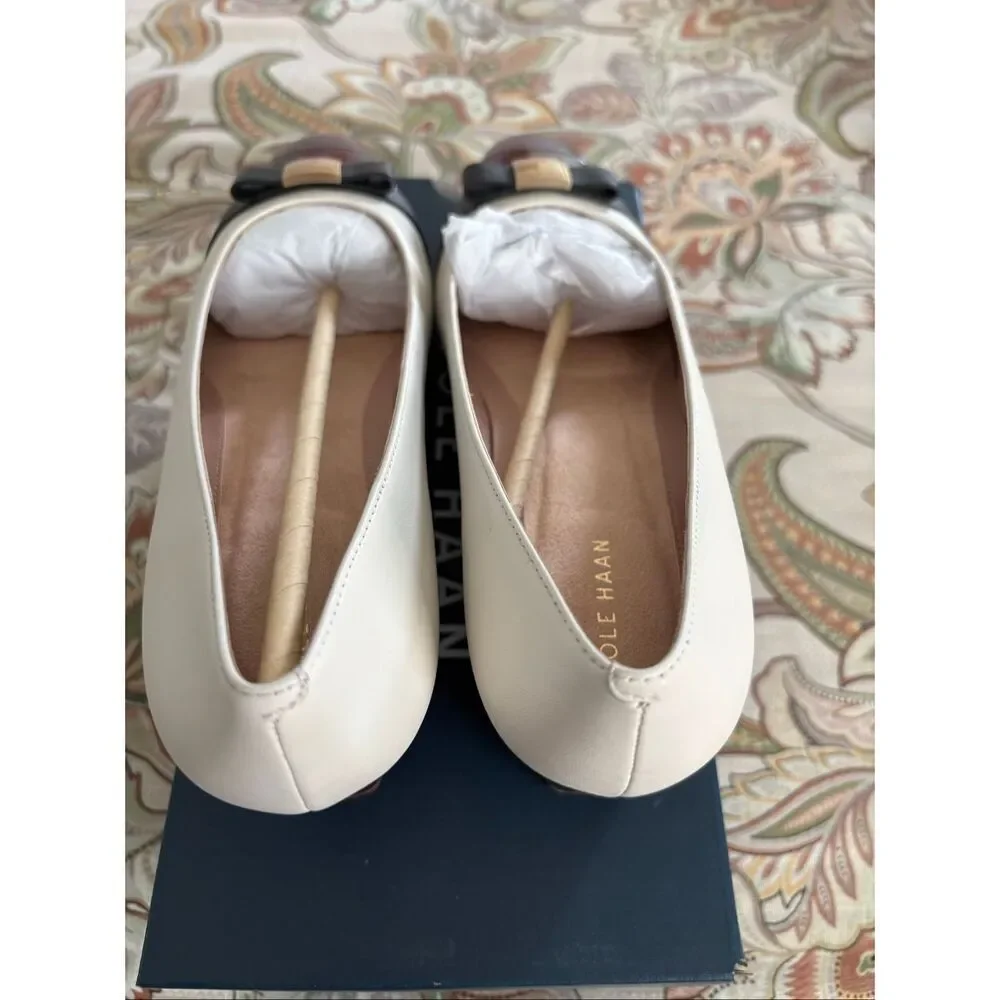 NIB Cole Haan Go-To Malta Leather Closed Cap Toe Bow Wedge